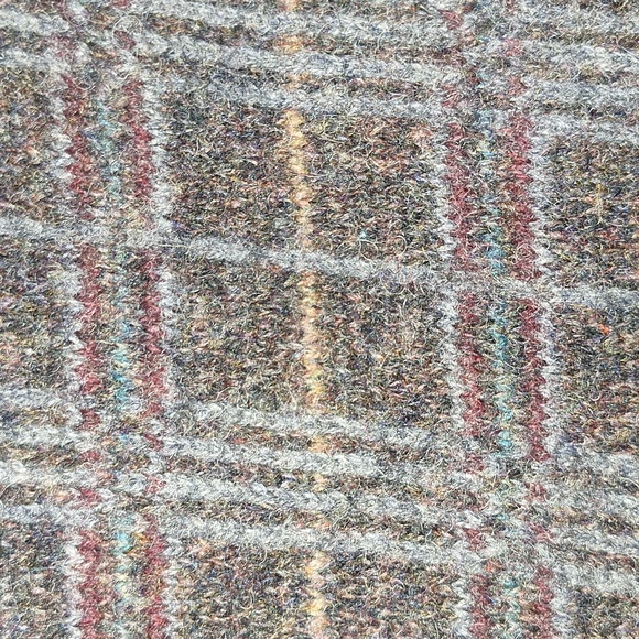 Pure Italian wool made in Italy oversized v-neck sweater vest - S - plaid brown - Picture 9 of 9